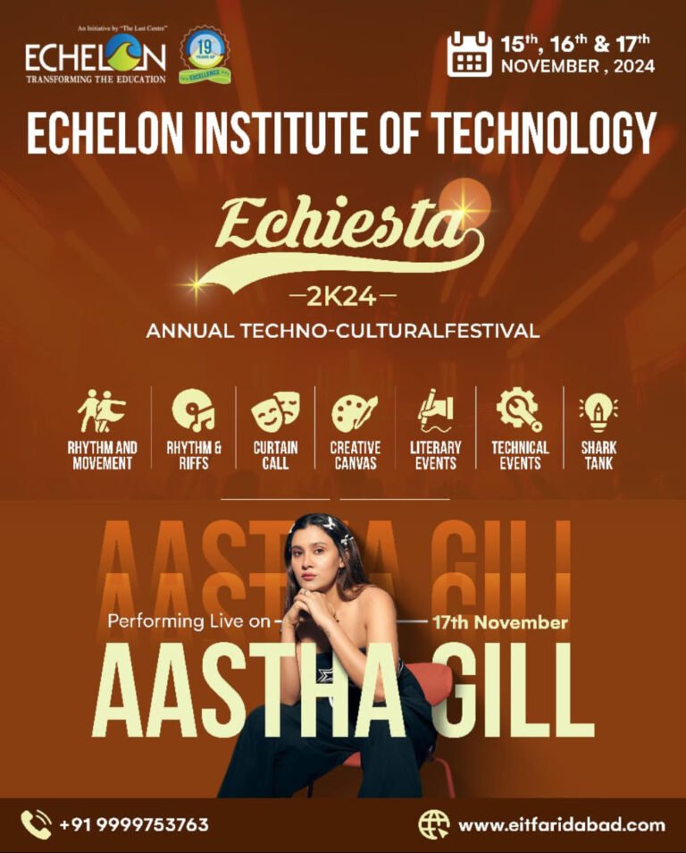 एशलोन इंस्टीट्यूट ऑफ टेक्नोलॉजी का  ECHIESTA – 2024 का आयोजन  15 से 17 नवम्बर