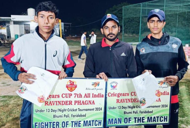 गुलिया क्रिकेट अकादमी ने सरस्वती अकादमी को 10 विकेट से हराया, मैन ऑफ द मैच प्रियांशु यादव को घोषित किया गया
