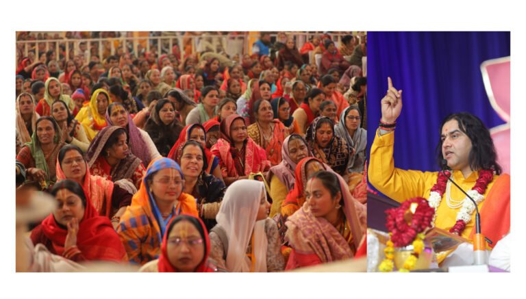 श्री बालाजी निष्काम सेवा समिति द्वारा आयोजित कथा के अंतिम श्रद्धालुओं को देवकीनंदन ठाकुर जी महाराज ने श्री राम राज्यभिषेक प्रसंग सुनाया