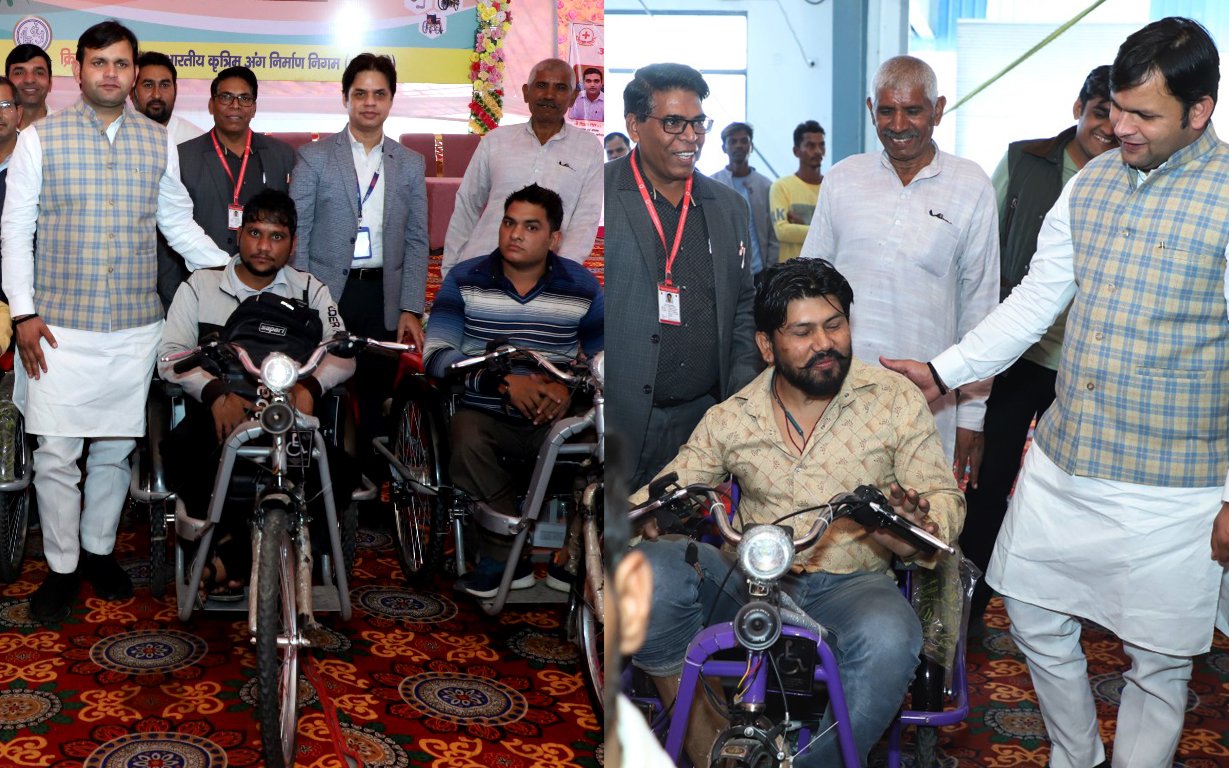 राज्य मंत्री गौरव गौतम ने दिव्यांगजन को निशुल्क बैटरी चलित तिपहिया साइकिल व सहायक उपकरण भेंट किये