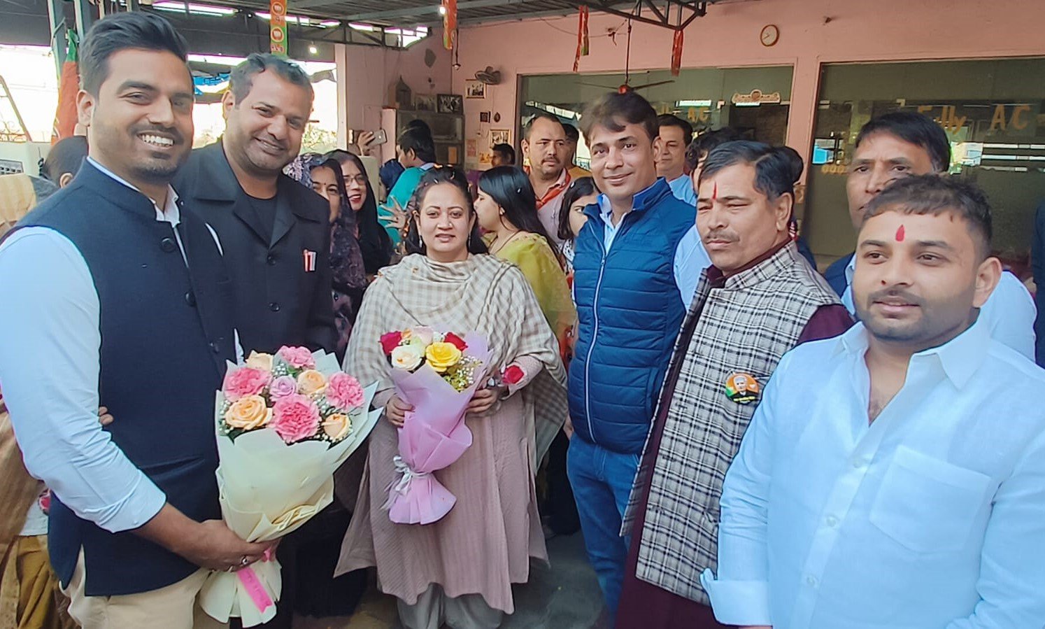 केबीनेट स्वास्थय मंत्री कुमारी आरती राव का पृथला में किया गया भव्य स्वागत