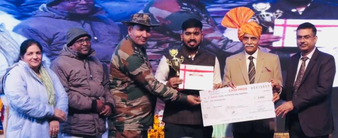 पलवल में संपन्न हुए प्रदेश स्तरीय युवा उत्सव में जेसी बोस विश्वविद्यालय के विद्यार्थी साहिल ‘स्काई’ को मिला तृतीय स्थान