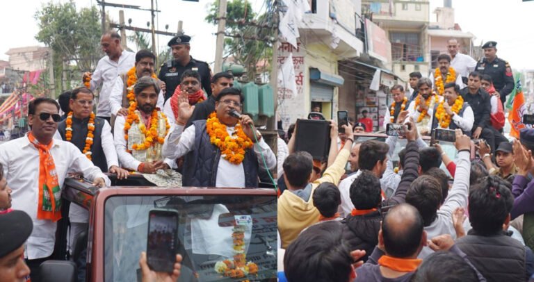 कैबिनेट मंत्री विपुल गोयल और मंत्री राजेश नागर ने भाजपा प्रत्याशियों के समर्थन में किया रोड शो , हजारों की संख्या में उमड़े समर्थक और कार्यकर्ता