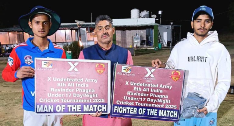 रविन्द्र फागना क्रिकेट अकादमी ने टी.एन.एम क्रिकेट अकादमी को 113 रन से हराया, मैन ऑफ द मैच समीर खान