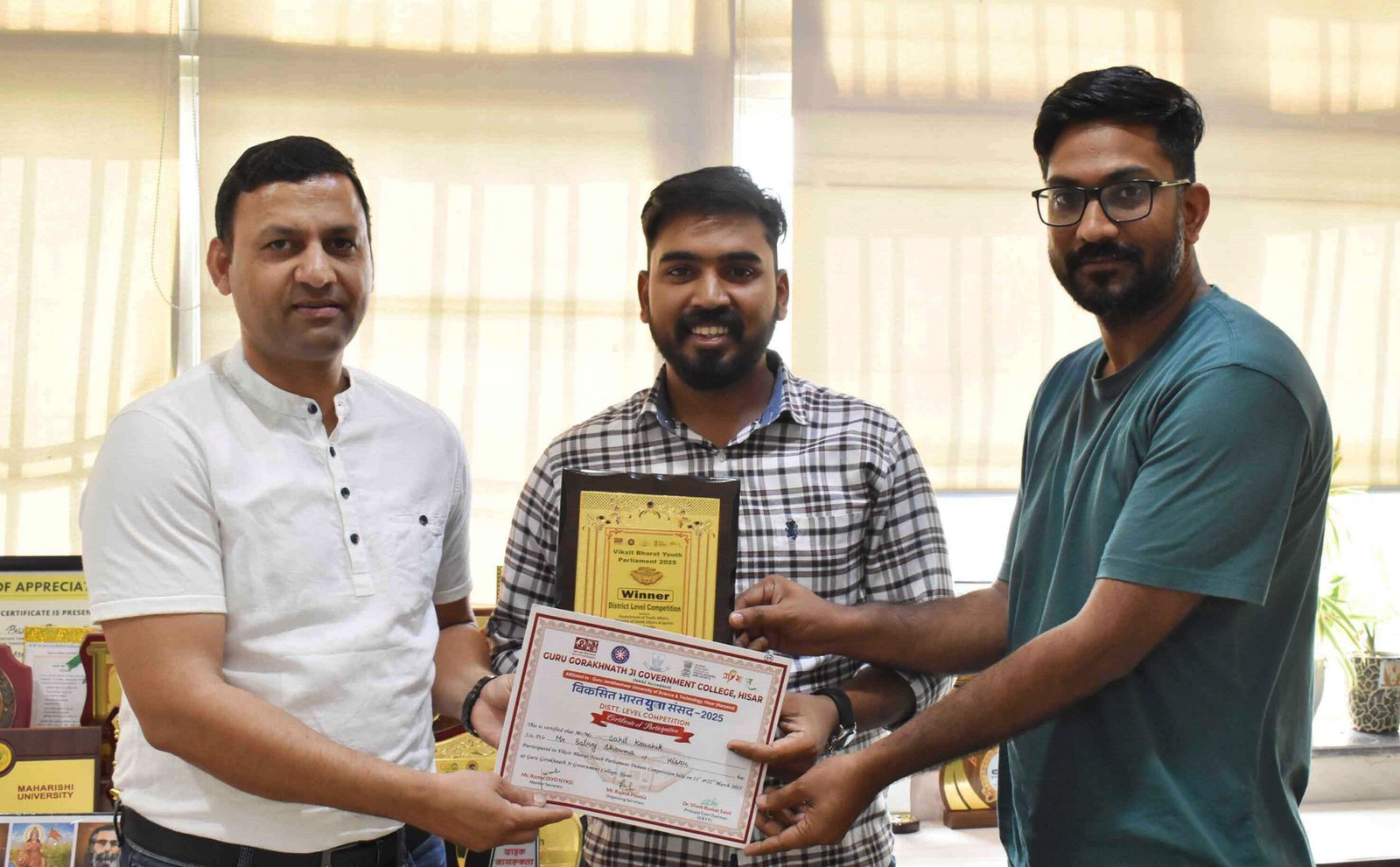 जिला स्तरीय युवा संसद के विजेता साहिल कौशिक जाएंगे हरियाणा विधानसभा, चंडीगढ़ में राज्य स्तरीय युवा संसद में भाषण देने के लिए चयन