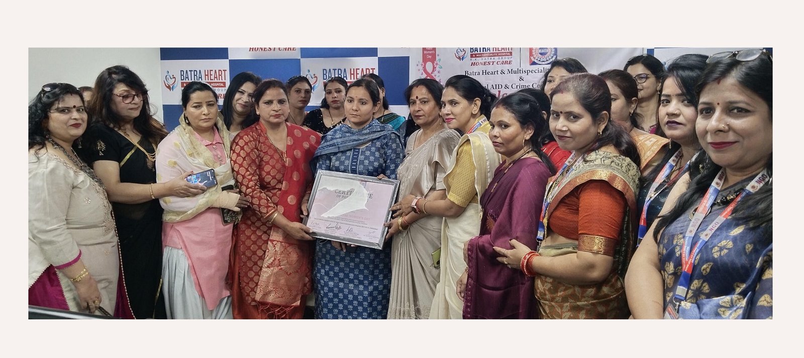 ह्यूमन लिगल ऐड क्राइम कंट्रोल संस्था ने अंतर्राष्ट्रीय महिला दिवस पर बत्रा हार्ट एंड मल्टीस्पेशलटी हॉस्पिटल में कार्यक्रम किया आयोजित