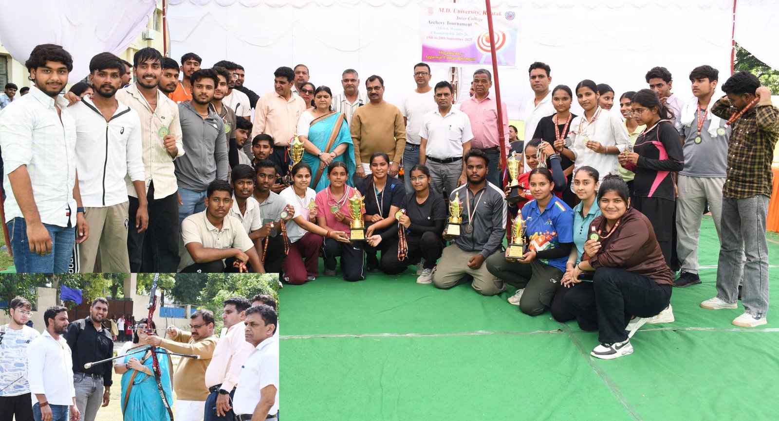 अग्रवाल कॉलेज में हुआ एमडीयू की इंटर कॉलेज तीरंदाजी प्रतियोगिता का समापन, महिला वर्ग की ओवरऑल ट्रॉफी अग्रवाल कॉलेज बल्लभगढ़ ने जीती