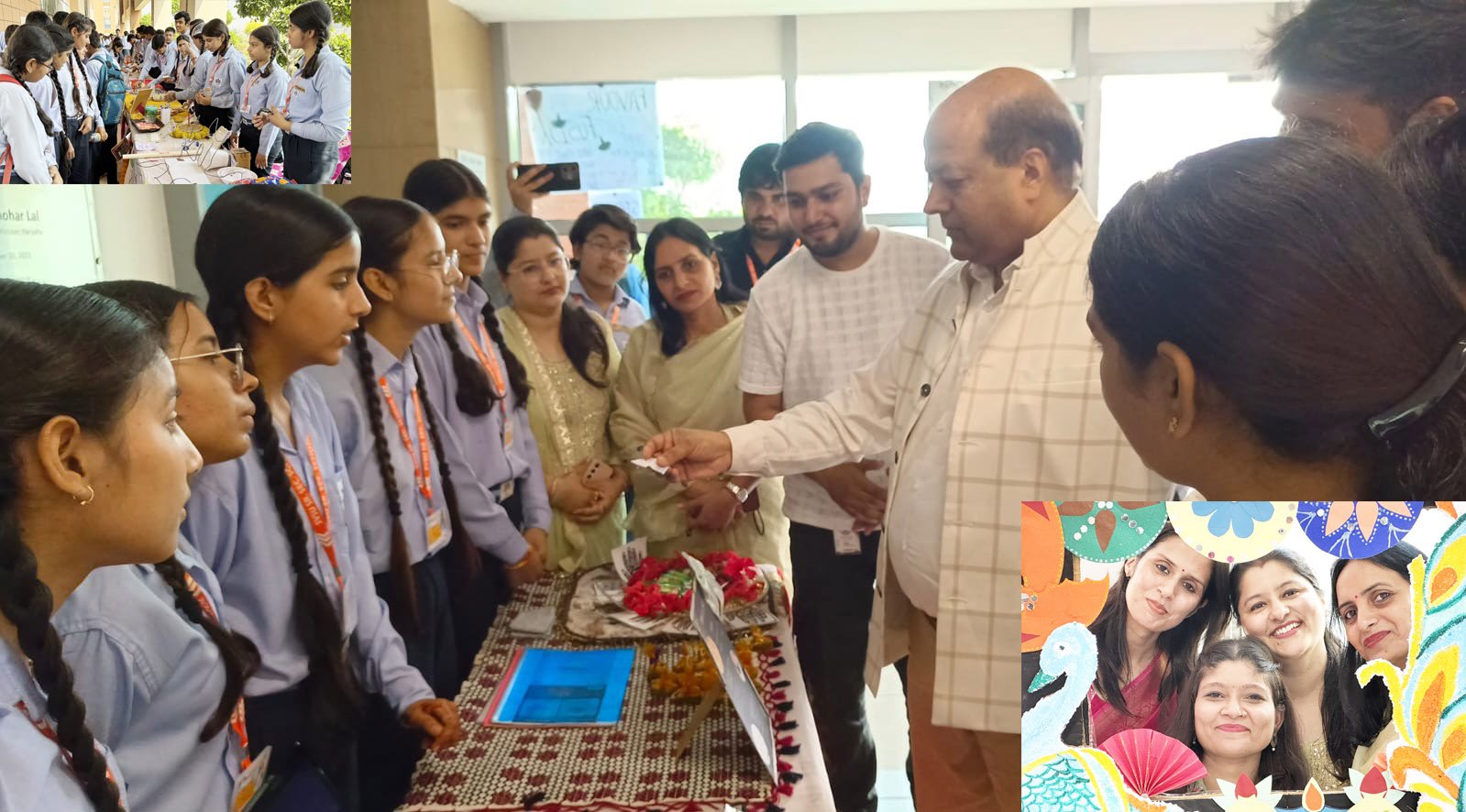 श्री विश्वकर्मा कौशल विश्वविद्यालय स्कूली बच्चों द्वारा निर्मित सामानों के खरीदारी की धूम, कहीं हाथों से बने दीप और कहीं घर के चूल्हे पर बना हेल्दी फूड