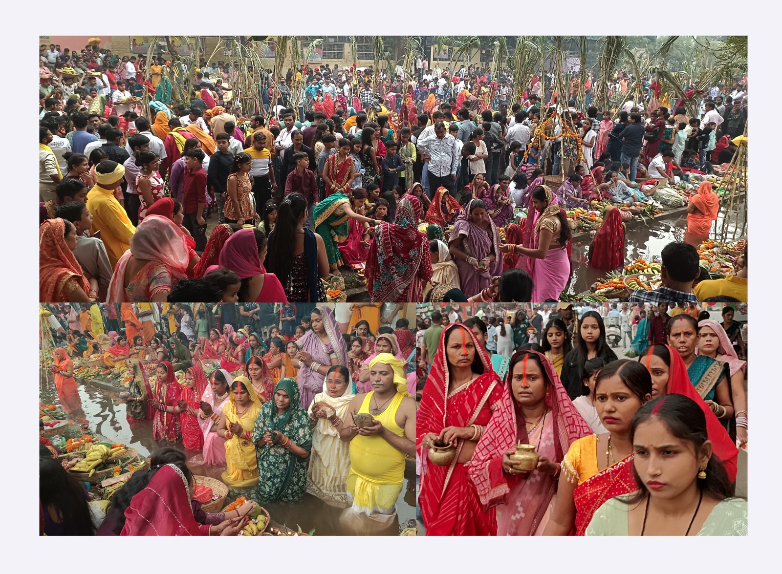 त्याग, आस्था, विश्वास और संस्कार का प्रतीक छठ महापर्व  पूरे उत्साह और श्रद्धा के साथ मनाया, श्रद्धालुओं ने एकत्र होकर अस्ताचलगामी सूर्य को अर्घ्य अर्पित किया