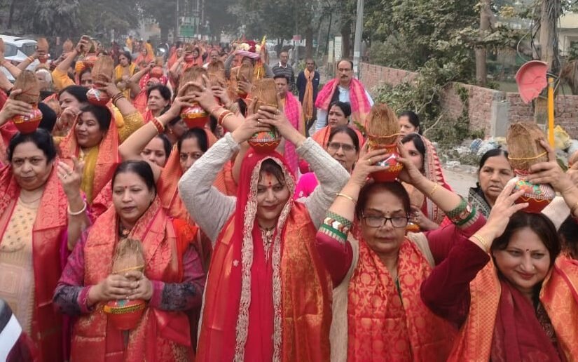 श्री रामकथा से पूर्व निकाली गई कलश यात्रा, भक्तों ने लगाये जय श्रीराम के जयकारे