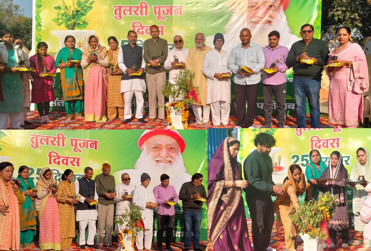 भाकरी गांव स्थित संत श्री आसाराम जी बापू आश्रम में बापू जी के साधकों द्वारा तुलसी पूजन दिवस मनाया गया