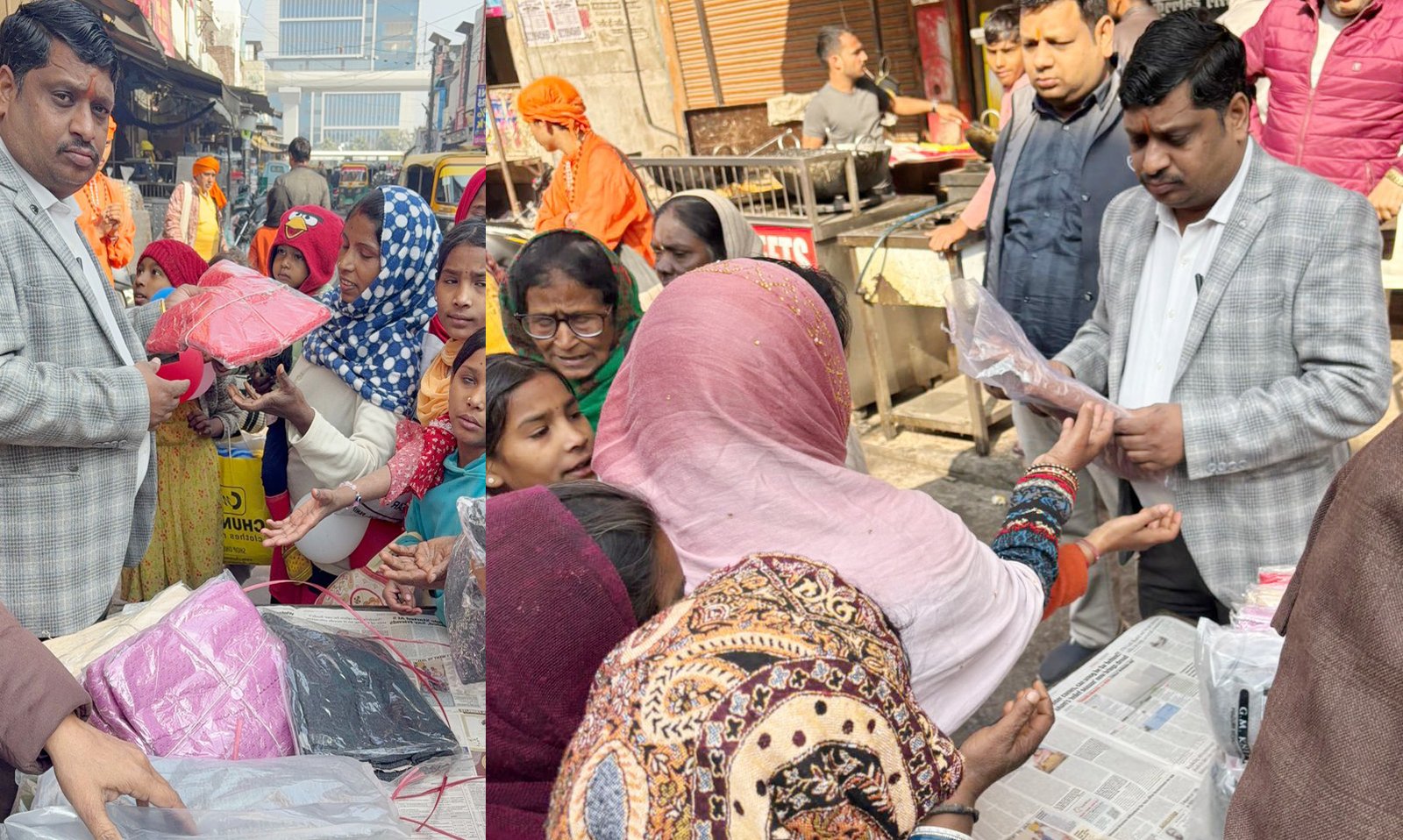 मकर संक्राति पर सराय मार्किट में समाजसेवी देवेन्द्र अग्रवाल(देबू) ने जर्सी की , माता- पिता के आर्दशों पर चलते हुए हर वर्ष कम्बल वितरण करते है
