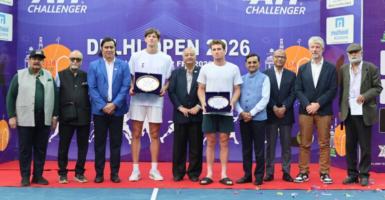 Unseeded Stefanos Sakellaridis comes back from the brink of defeat to win the 2026 Delhi Open singles title,