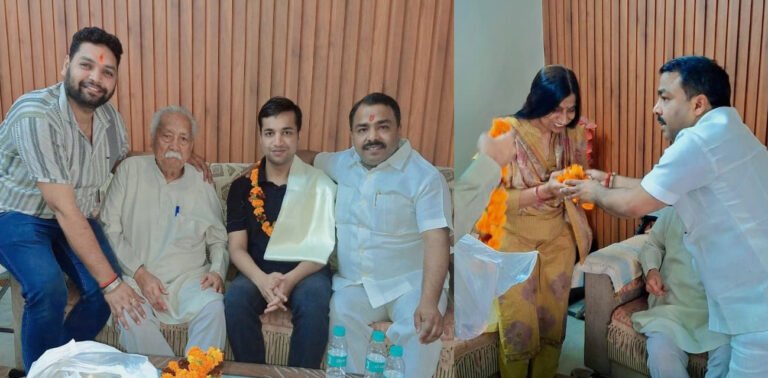 मास्टर जगदीश चंद्र अग्रवाल जी के पौत्र कनिष्क अग्रवाल द्वारा यूपीएससी परीक्षा में 72वां रैंक हासिल करने पर समाजसेवी विकास ठाकुर ने सम्मानित किया