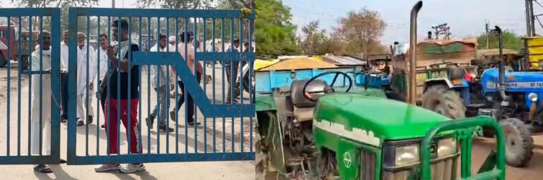 दुकानदारों ने उपमंडल गांव मोहना की अनाज मंडी का गेट किया बंद, लगा लंबा जाम, आमजन और किसान परेशान