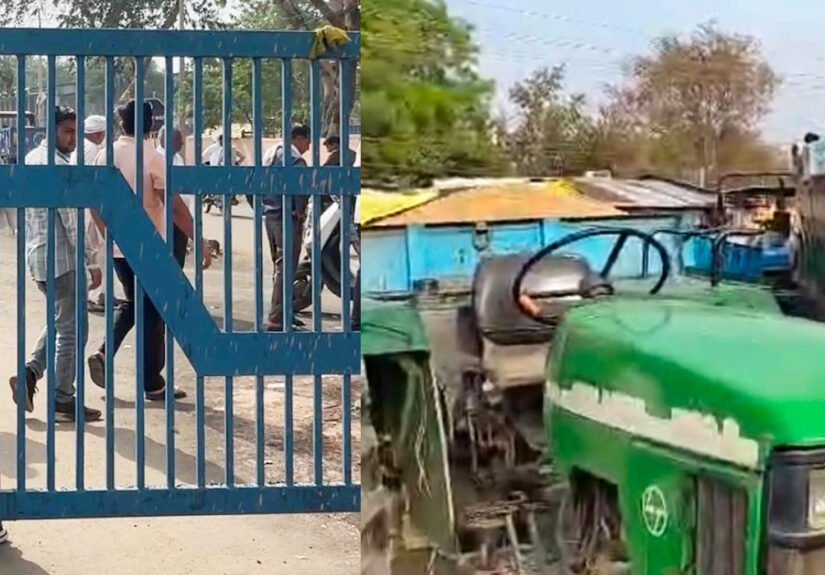 दुकानदारों ने उपमंडल गांव मोहना की अनाज मंडी का गेट किया बंद, लगा लंबा जाम, आमजन और किसान परेशान