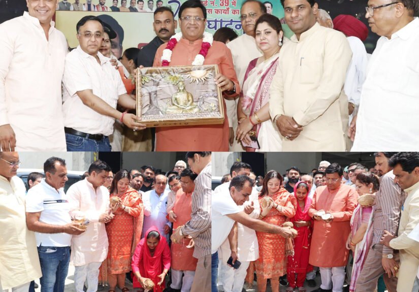 कैबिनेट मंत्री विपुल गोयल ने सेक्टर-7 स्थित जनकल्याण मंदिर में विभिन्न विकास कार्यो का नारियल तोड़कर विधिवत शुभारंभ किया